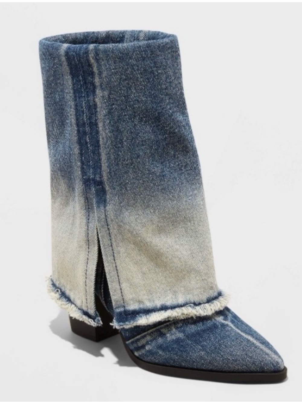 Ombre Blue Denim Boot-Cut Ankle Boot